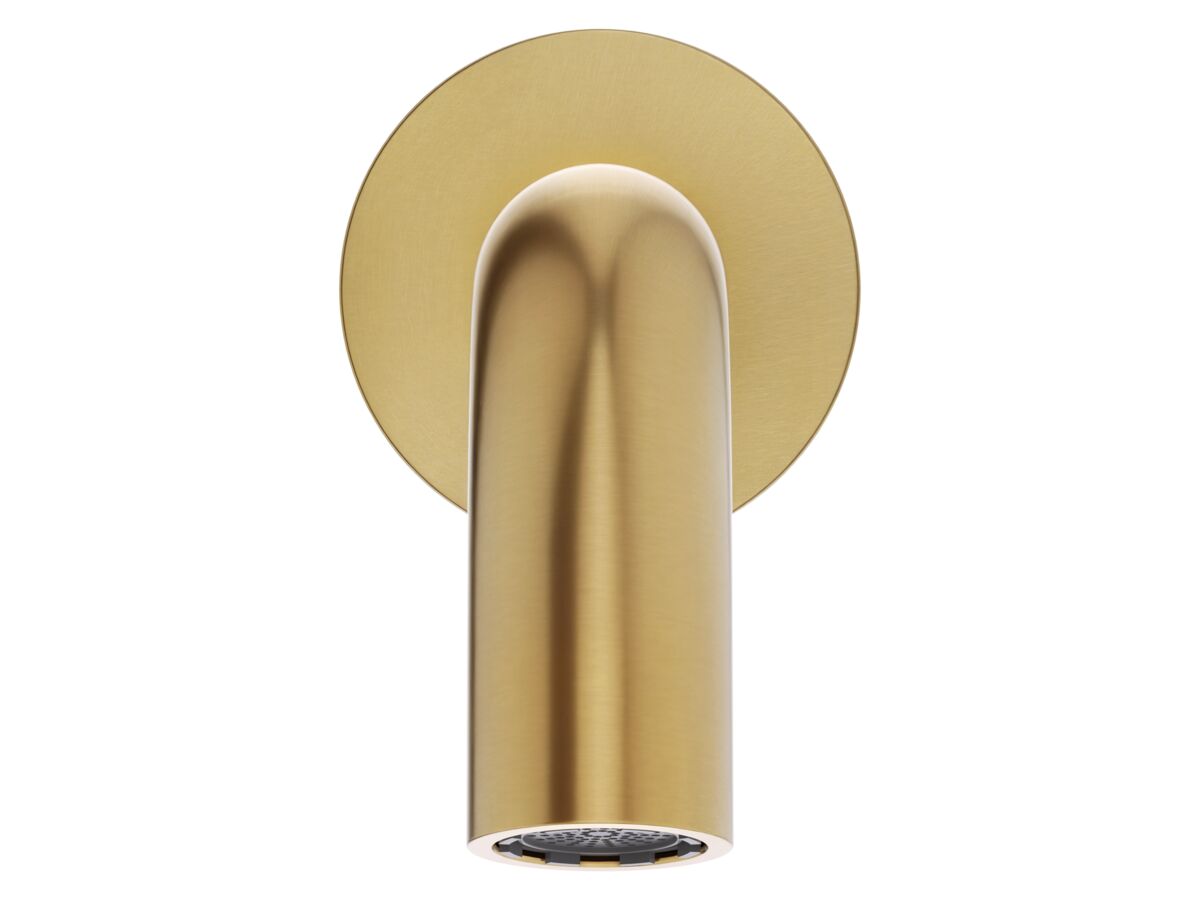 Supporting Image 2 - Mizu Drift Wall Basin/Bath Outlet Curve Spout 250mm Brushed Brass (6 Star) Lead Free - Front