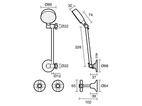 Technical Drawing - Posh Bristol Shower Set Chrome
