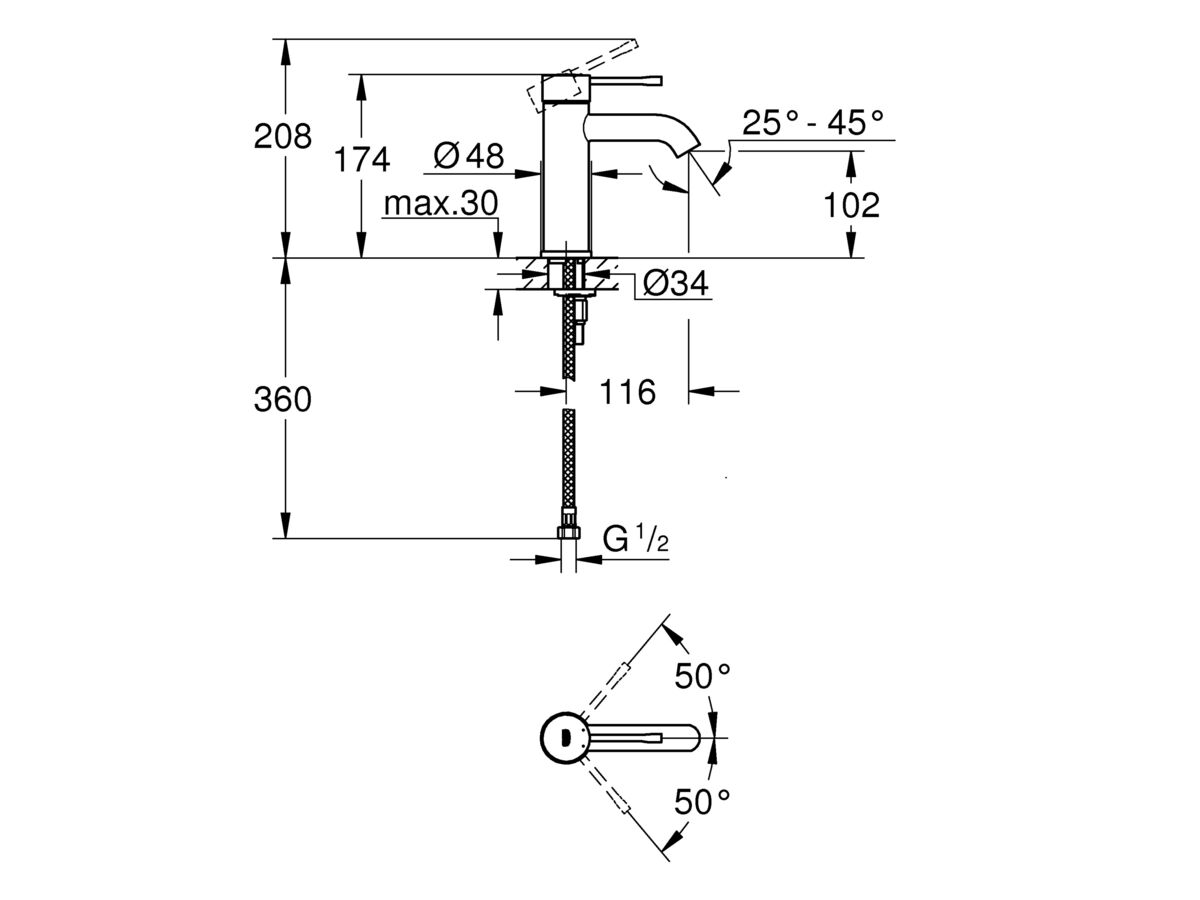 GROHE Essence New Gooseneck Basin Mixer (6 Star)
