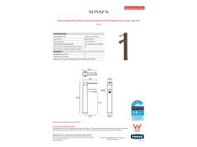 Specification Sheet - Scala Extended Basin Mixer 100mm Extended Pin PVD Brushed Bronze (5 Star) Lead Free