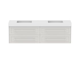Hero - Kado Lux All Drawer 1800mm Wall Hung Vanity Double Basin 90mm - Feather Grey - Front