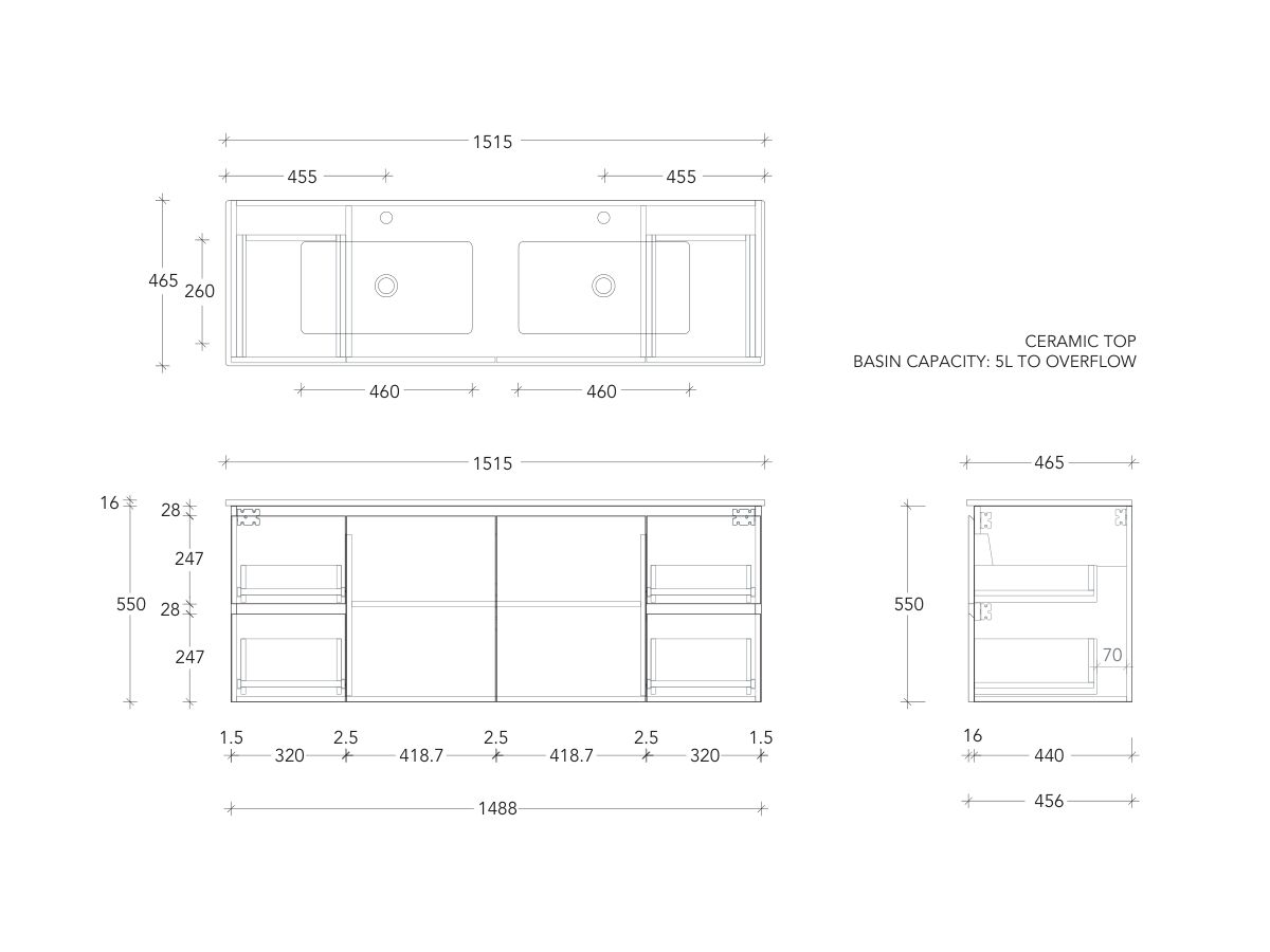Posh Domaine Conventional 1500 Double Wall Hung Ceramic