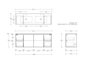 Posh Domaine Conventional 1500 Double Wall Hung Ceramic