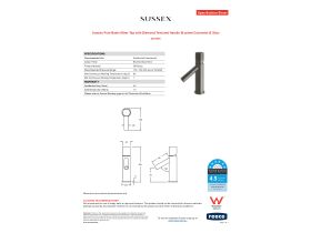 Specification Sheet - Sussex Pure Basin Mixer Tap with Diamond Textured Handle Brushed Gunmetal (6 Star)