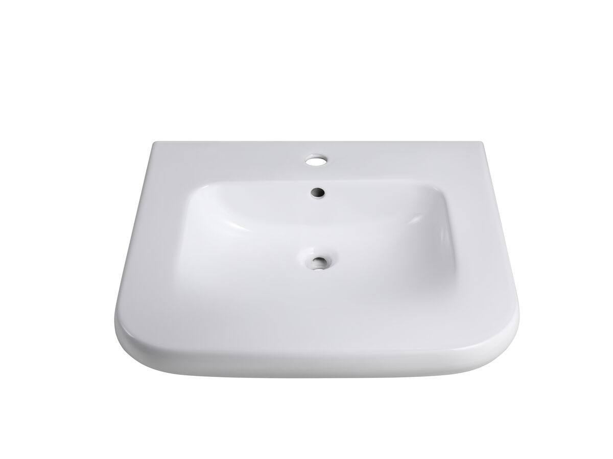 Wolfen Wall Basin Only 600 x 555mm Overflow 1 Taphole White