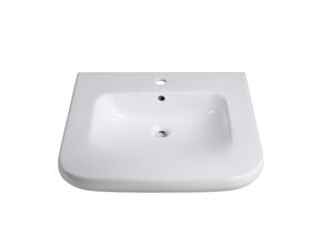 Wolfen Wall Basin Only 600 x 555mm Overflow 1 Taphole White