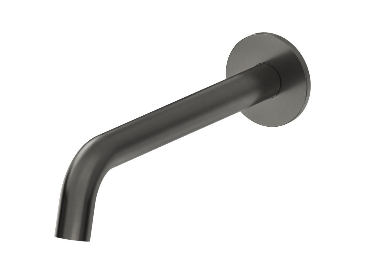 Mizu Drift Wall Basin/Bath Outlet Curve Spout 250 Brushed Gunmetal (6 Star)