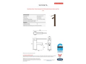 Specification Sheet - Scala Basin Mixer 150mm Extended Pin PVD Brushed Bronze (5 Star) Lead Free
