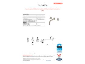 Specification Sheet - Sussex Scala Nova Wall Basin/Bath Set 200mm PVD Brushed Nickel (5 Star) Lead Free