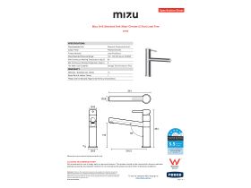 Specification Sheet - Mizu Drift Standard Sink Mixer Chrome (5 Star) Lead Free