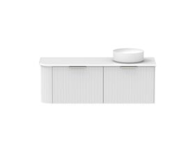 Supporting Image - Kado Neue Fluted Single Curve All Drawer 1350mm Wall Hung Vanity with Right Hand Basin 20mm Top Ultra White