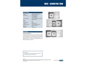 Technical Guide - Mizu Geometric 1 1/3 Bowl Inset Sink Left Hand Bowl 1 Taphole 1050mm Stainless Steel