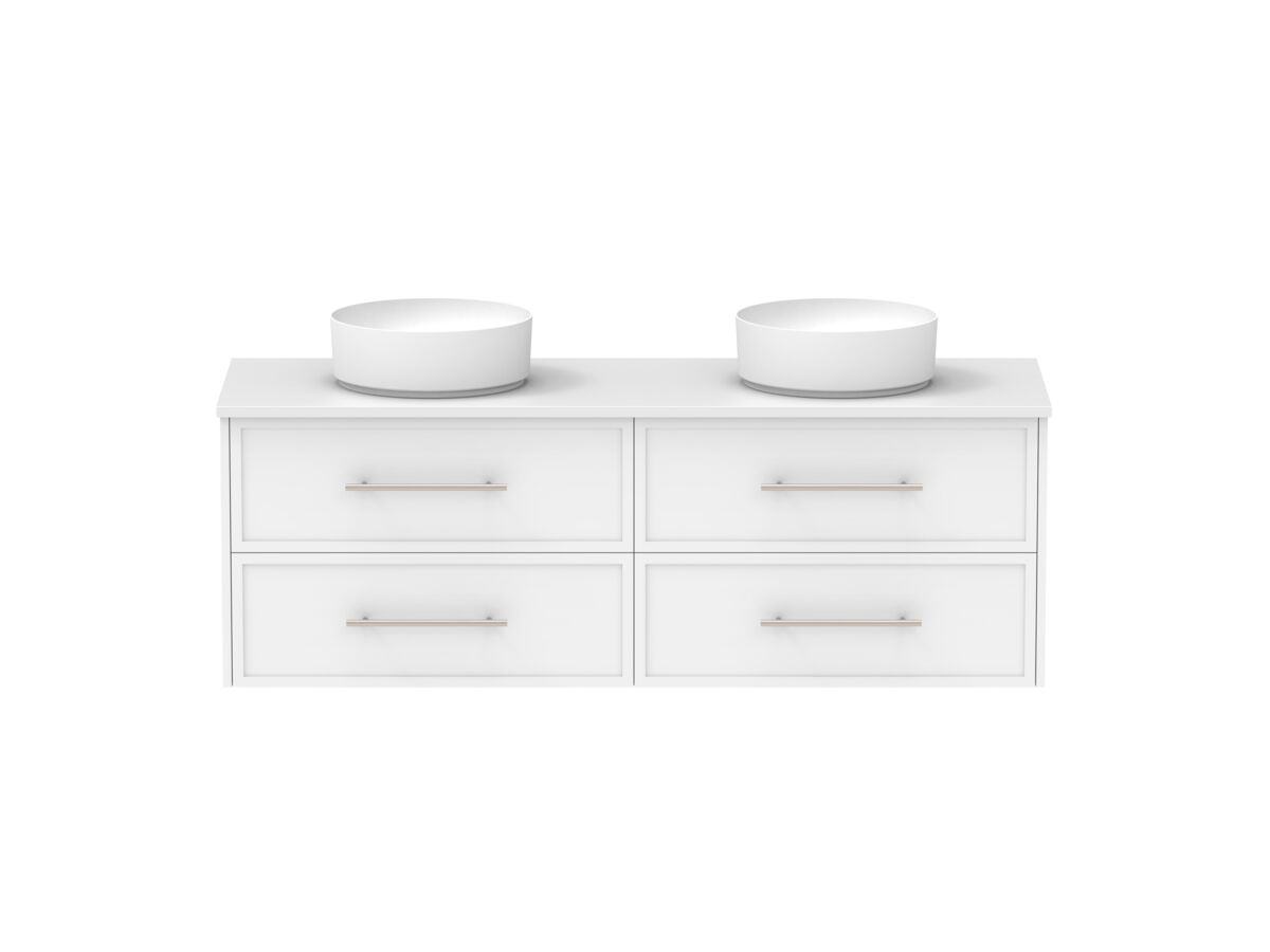 Supporting Image - Kado Lux All Drawer 1500mm Wall Hung Vanity Double Basin 20mm - White Shaker Front