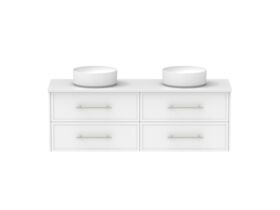Supporting Image - Kado Lux All Drawer 1500mm Wall Hung Vanity Double Basin 20mm - White Shaker Front