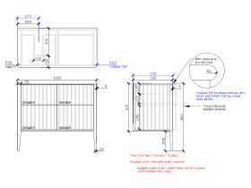 ISSY Cloud II 1000mm x 500mm x 860mm Vanity Unit with Legs 4 Touch Latch Drawers Semi Inset (No Basin)