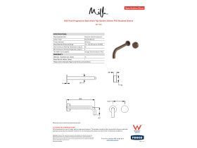 Specification Sheet - Milli Pure Progressive Bath Mixer Tap System 250mm PVD Brushed Bronze