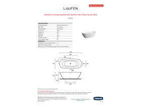 Specification Sheet - LAUFEN Ino Freestanding Bath with Overflow 1700 x 750mm Sentec White