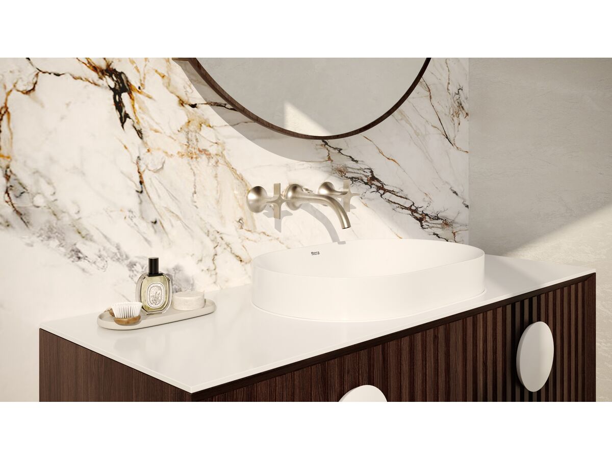 Sussex Oria Cross Wall Basin Set 165mm PVD Brushed Nickel (5 Star)