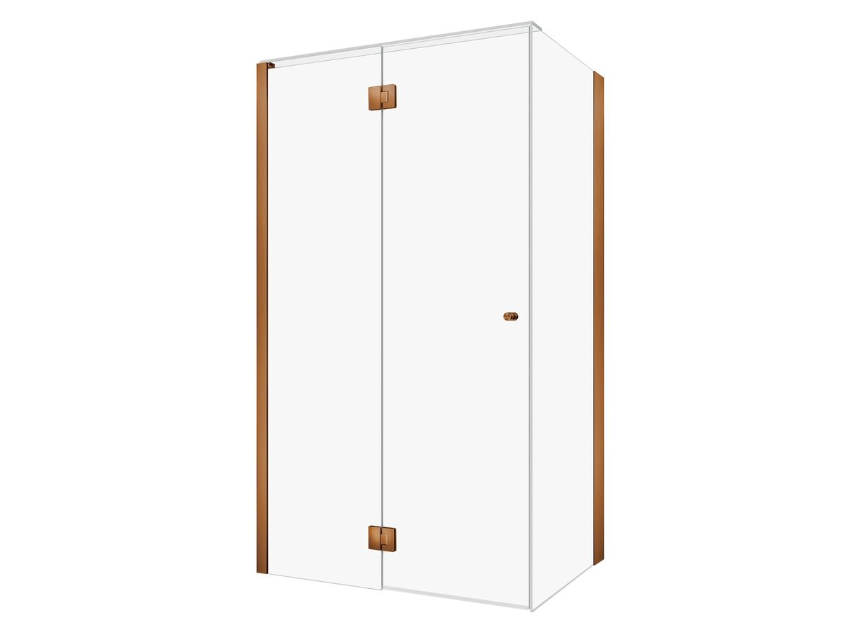 Hero - Kado Lux Frameless Enclosure with Wall Channel 1200 x 900mm Brushed Bronze
