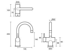Sussex Scala Basin/Sink Mixer Tap Small Curved Left Hand