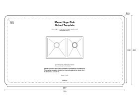 Cut Out Template - Memo Hugo 1 3/4 Bowl Sink No Taphole Stainless Steel