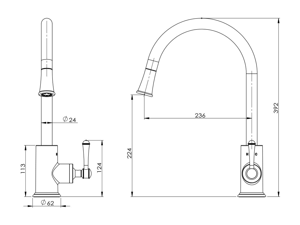 Posh Canterbury Pull Out Sink Mixer (4 Star)