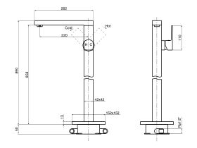 Mizu Bloc MK2 Floor Mount Bath Mixer & Outlet