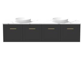Supporting Image - Kado Lux All Door 1800mm Wall Hung Vanity Double Basin 20mm - Black - Front