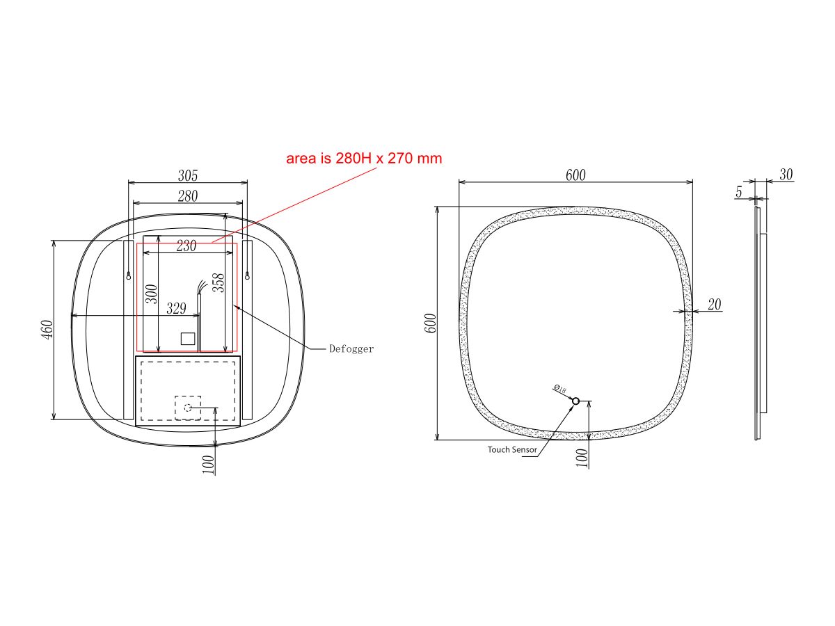 Kado Lussi 600mm x 600mm LED Mirror