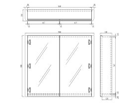 Posh Solus Mirror Cabinet 2 door 900mm White