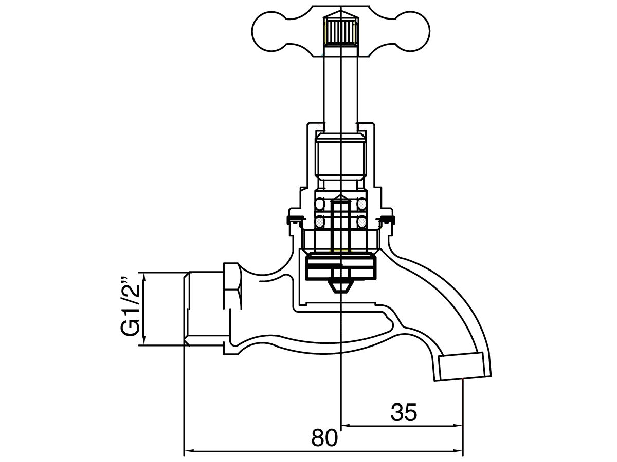Bib Plain Male T-Head (O-Ring) 15mm