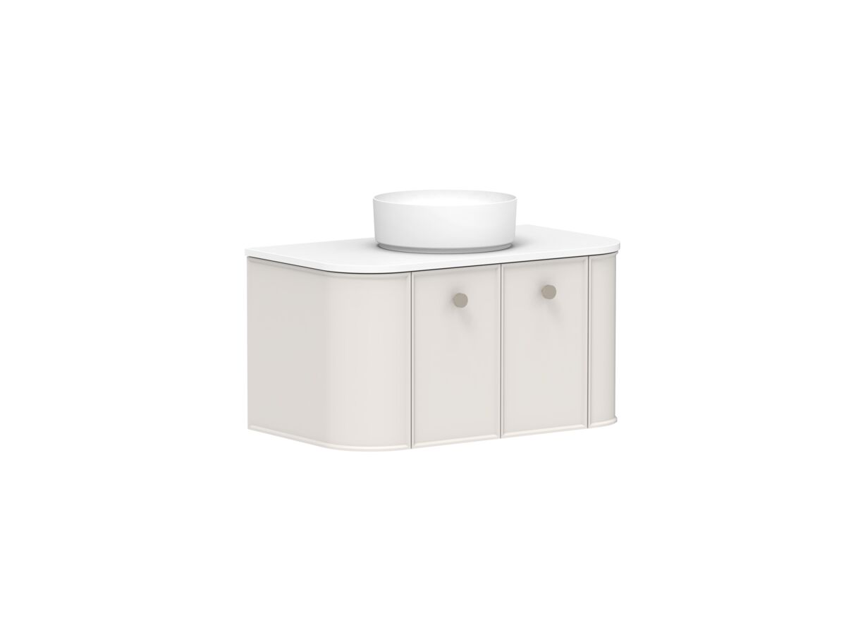 Supporting Image 2 - Kado Era Double Curve All Door 900mm Wall Hung Vanity with Centre Basin 20mm Top Feather Grey