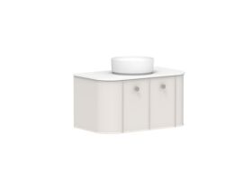Supporting Image 2 - Kado Era Double Curve All Door 900mm Wall Hung Vanity with Centre Basin 20mm Top Feather Grey