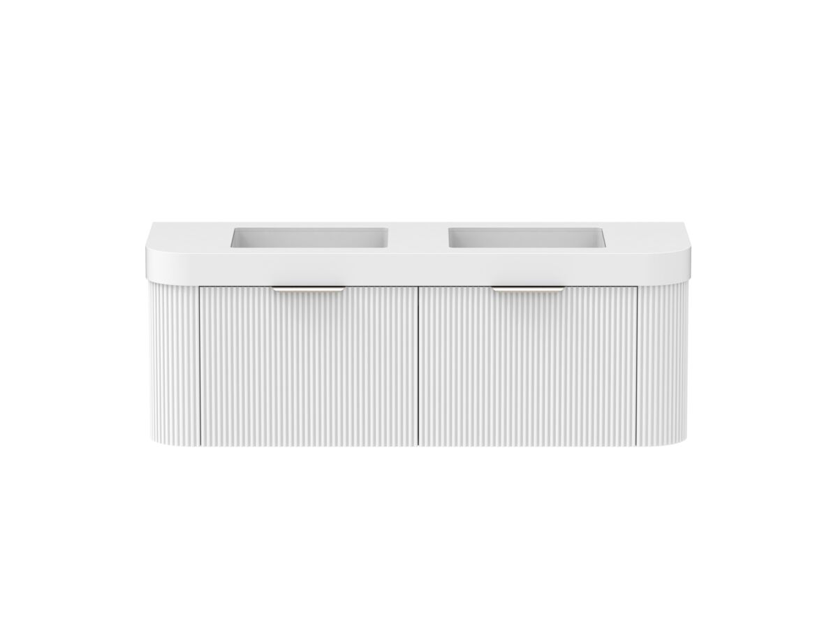 Supporting Image - Kado Neue Fluted Double Curve All Drawer 1500mm Wall Hung Vanity with Double Basin Durasein 90mm Top Ultra White