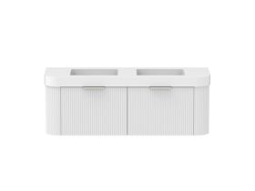 Supporting Image - Kado Neue Fluted Double Curve All Drawer 1500mm Wall Hung Vanity with Double Basin Durasein 90mm Top Ultra White