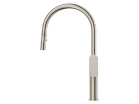 Supporting Image - Mizu Soothe MK2 Gooseneck Pull Out Sink Mixer Curved Brushed Nickel (5 Star) Lead Free - Side