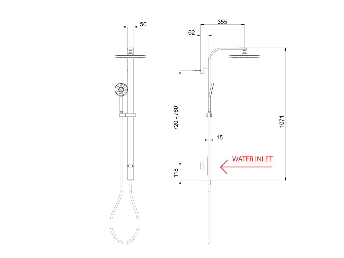 Nikles Pure 140mm Twin Waterrail Techno 300mm Chrome (3 Star)