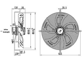 Tecumseh 560mm 1ph Fan Motor Assembly 7552535