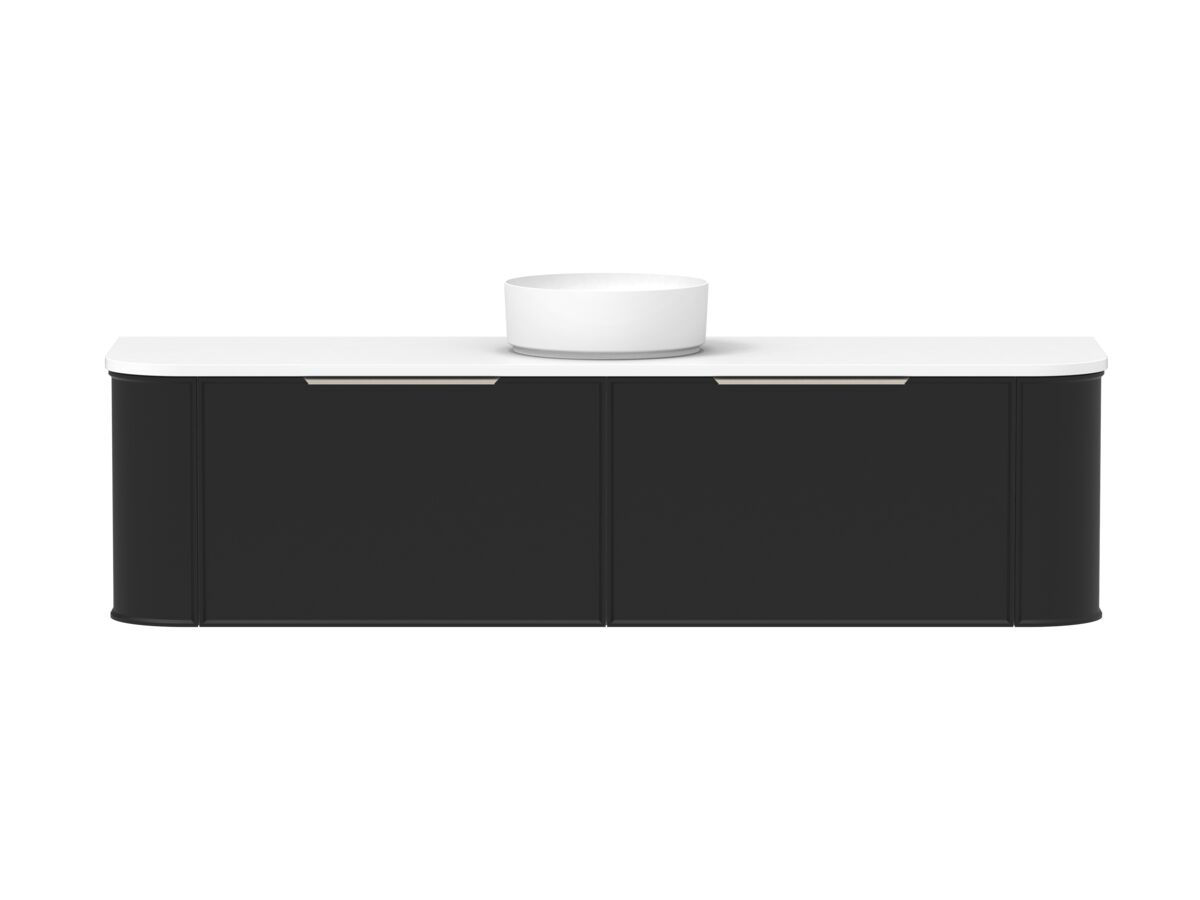 Supporting Image - Kado Era Double Curve All Drawer 1800mm Wall Hung Vanity with Centre Basin 20mm Top Matte Black