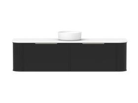 Supporting Image - Kado Era Double Curve All Drawer 1800mm Wall Hung Vanity with Centre Basin 20mm Top Matte Black