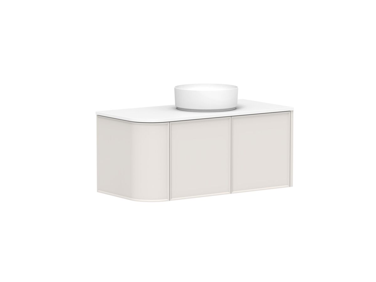 Supporting Image - Kado Era Single Curve All Door 1050mm Wall Hung Vanity with Centre Basin 20mm Top Feather Grey
