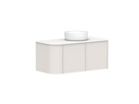 Supporting Image - Kado Era Single Curve All Door 1050mm Wall Hung Vanity with Centre Basin 20mm Top Feather Grey