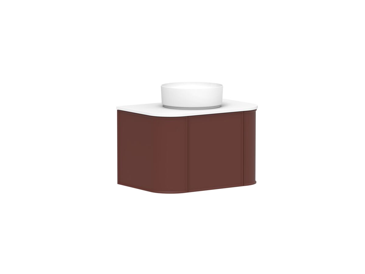 Supporting Image 2 - Kado Era Double Curve All Door 750mm Wall Hung Vanity with Centre Basin 20mm Top Red Marble