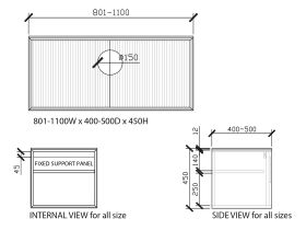 ISSY Custom Halo I Vanity Unit with Two Doors and Internal Shelf, with Handle 801-1100widex400-500deepx450high
