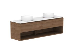 Supporting Image - Posh Domaine 1800mm Wall Hung Vanity Unit All-Drawer Open Shelf Double Bowl 12mm Durasein Top