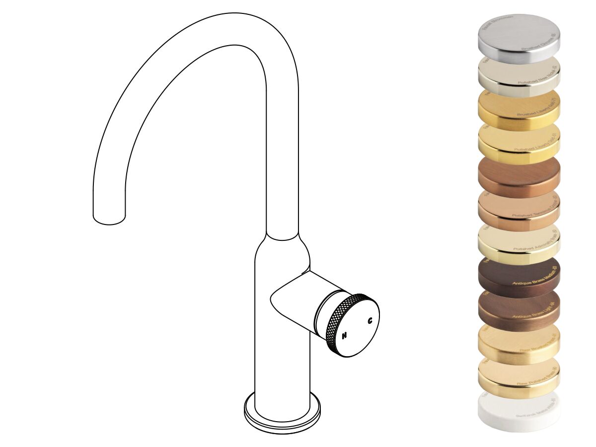 Hero - Faucet Strommen Vara Disc Gooseneck Basin Mixer Tap Specialty Finish (6 Star) Lead Free