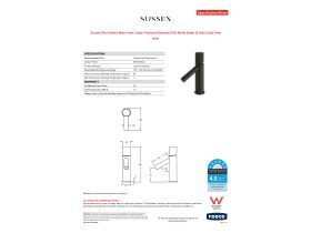 Specification Sheet - Sussex Pure Basin Mixer with Linear Textured Handles PVD Matte Black (6 Star) Lead Free