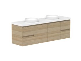 Supporting Image - Posh Domaine 1800mm Wall Hung Vanity Unit Conventional Double Bowl 50mm Top