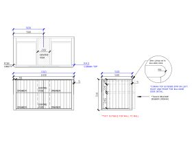 ISSY Cloud II 1000mm x 500mm x 510mm Wall Hung Vanity Unit 4 Touch Latch Drawers (No Basin)