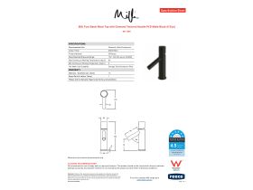 Specification Sheet - Milli Pure Basin Mixer Tap with Diamond Textured Handle PVD Matte Black (6 Star)